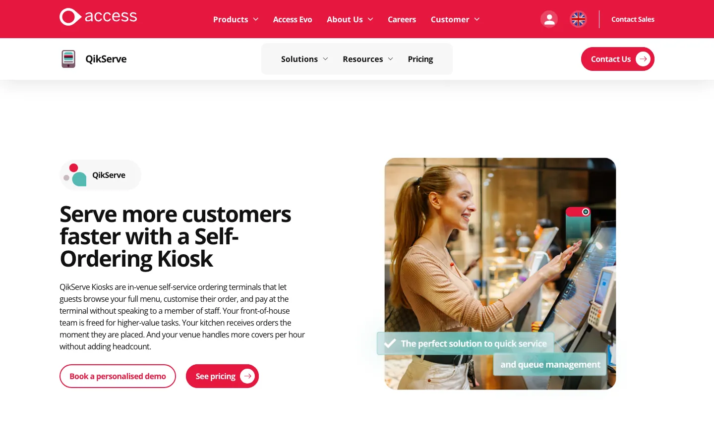 Access Hospitality QikServe Kiosk's website, theaccessgroup.com, on 12 Oct 2026