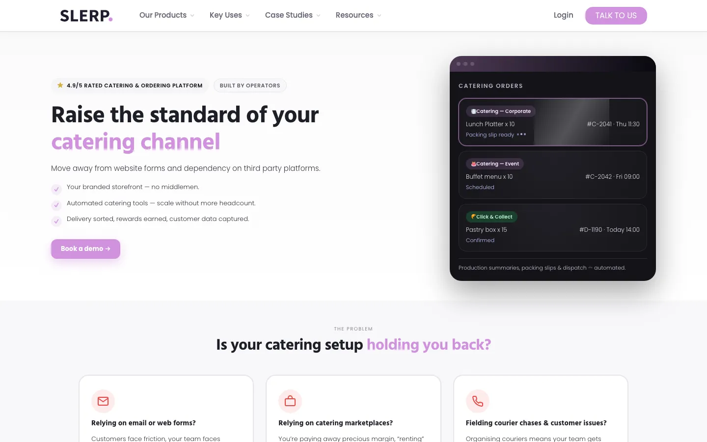 Slerp Catering's website, slerp.com, on 12 Oct 2026