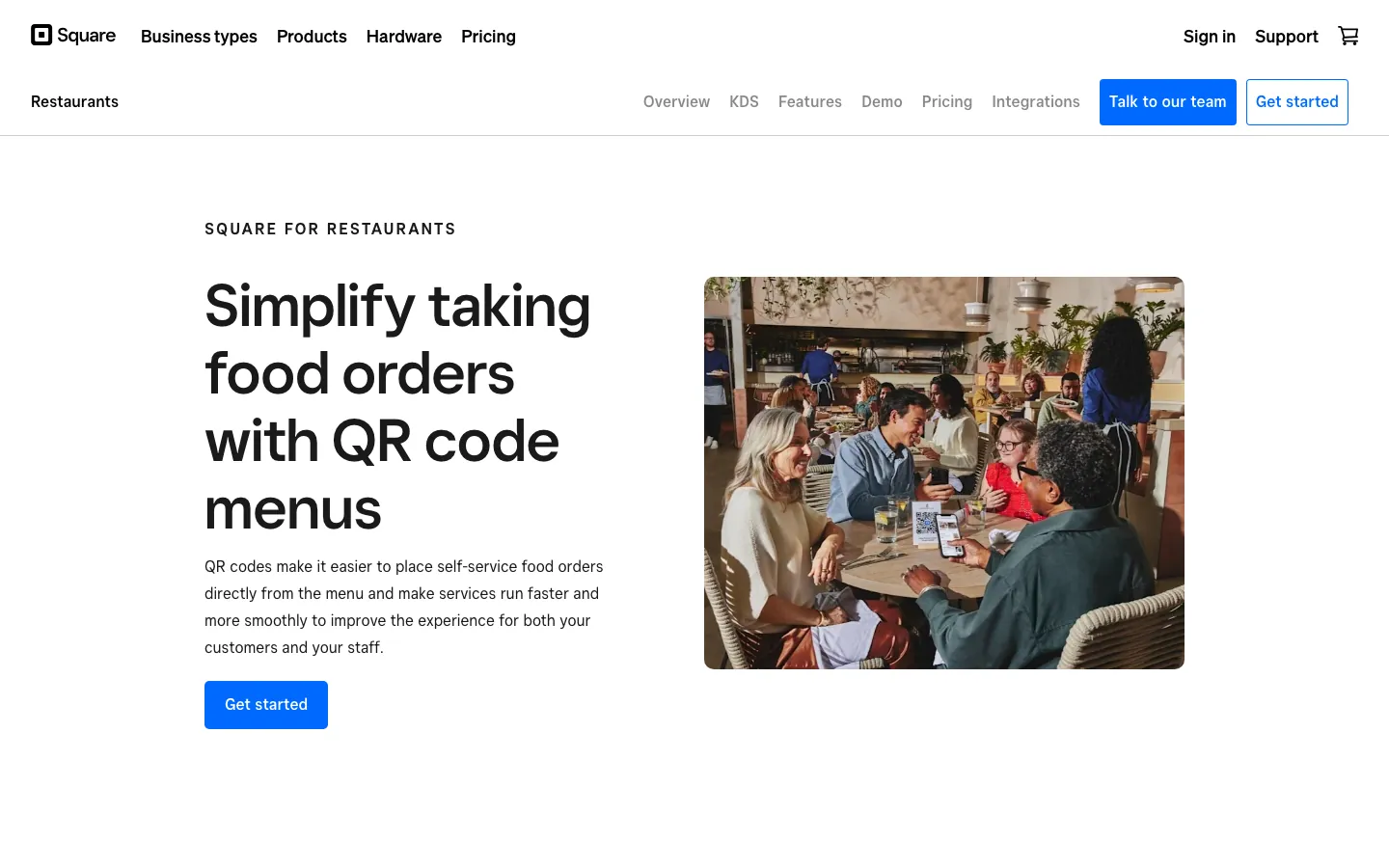 Square QR code menu and ordering's website, squareup.com, on 12 Oct 2026