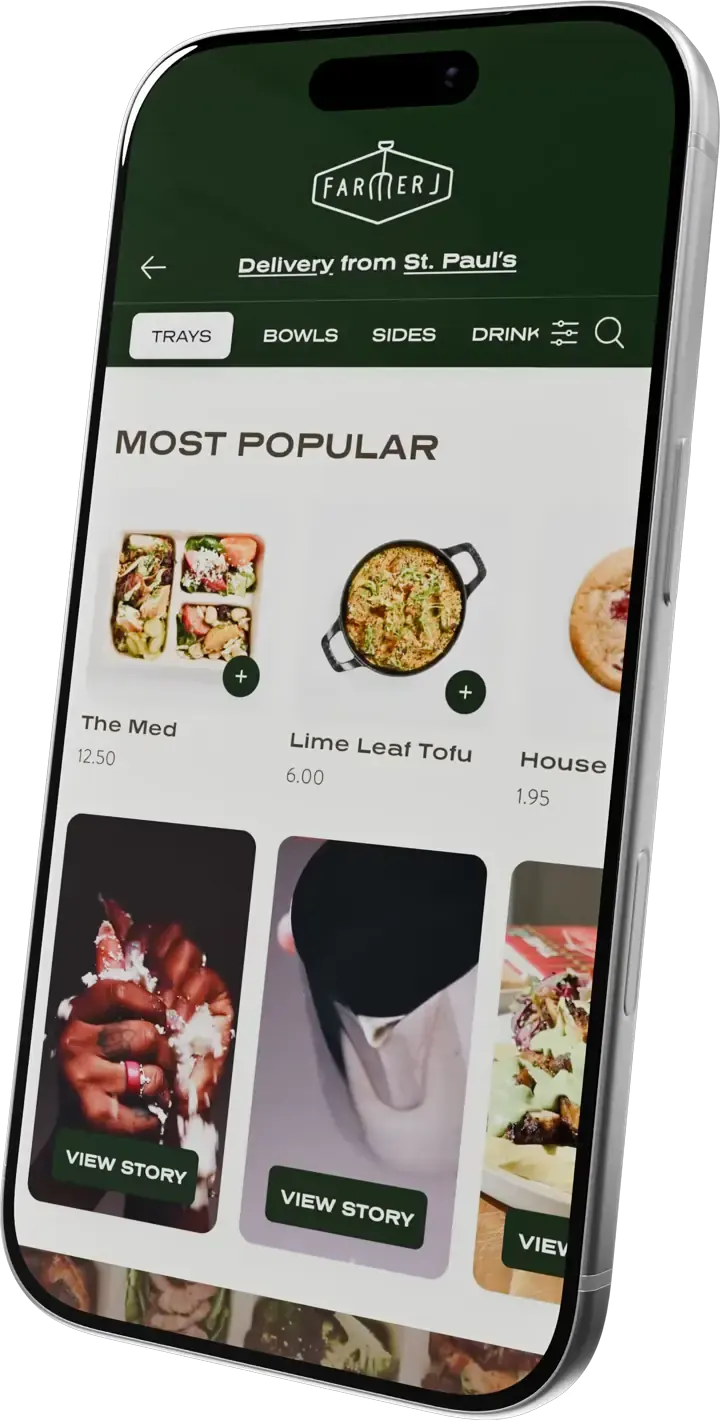 Phone showing a restaurant delivery ordering app with most popular dishes