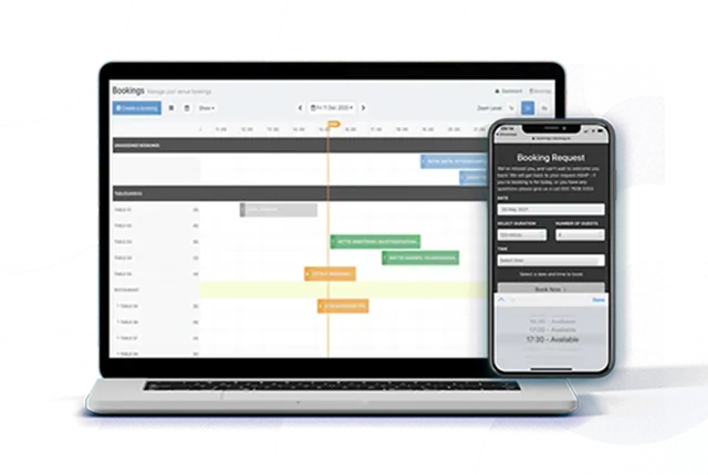 Tabology booking system, grid view and booking request