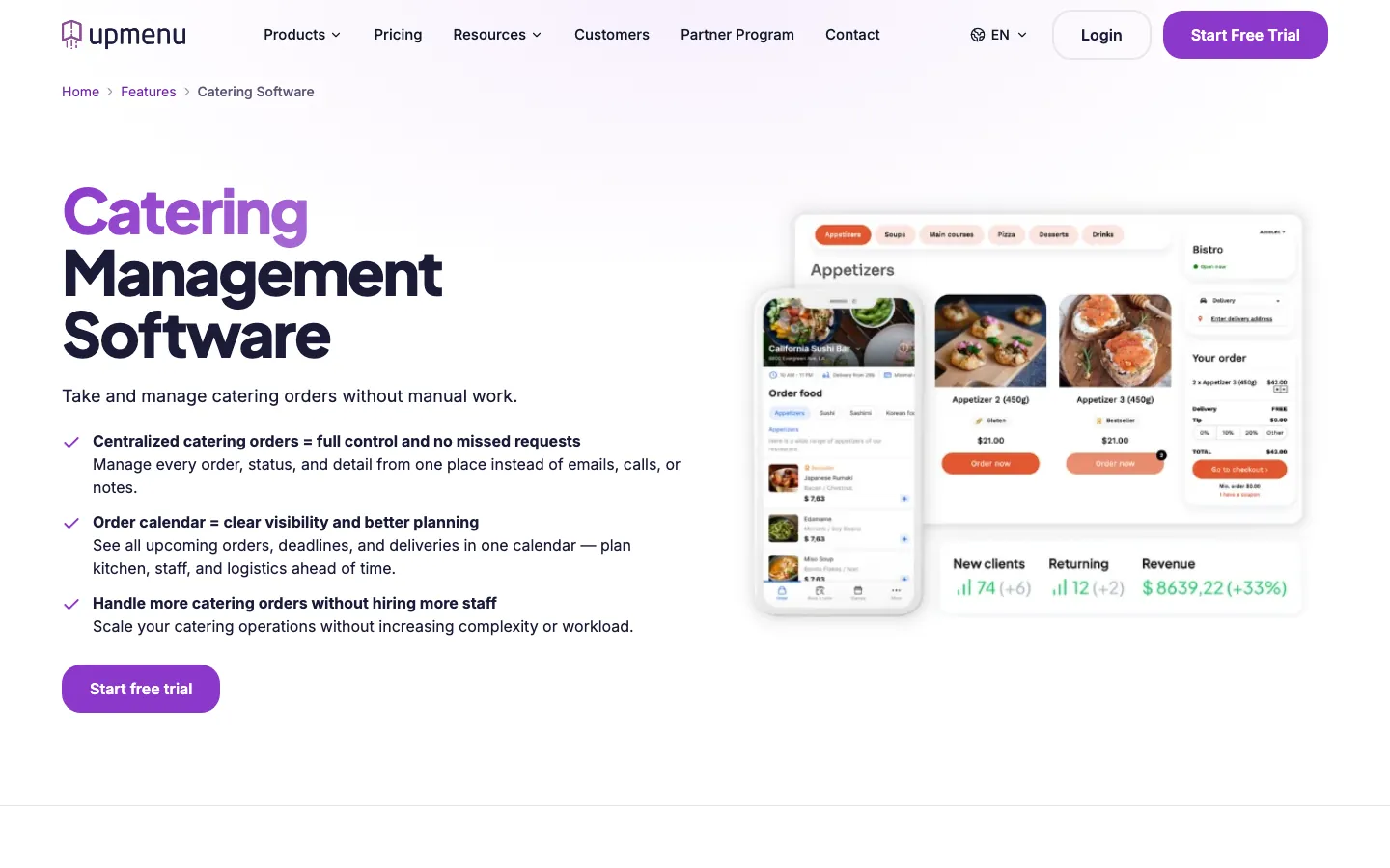 UpMenu Catering and Pre-order Ordering's website, upmenu.com, on 12 Oct 2026